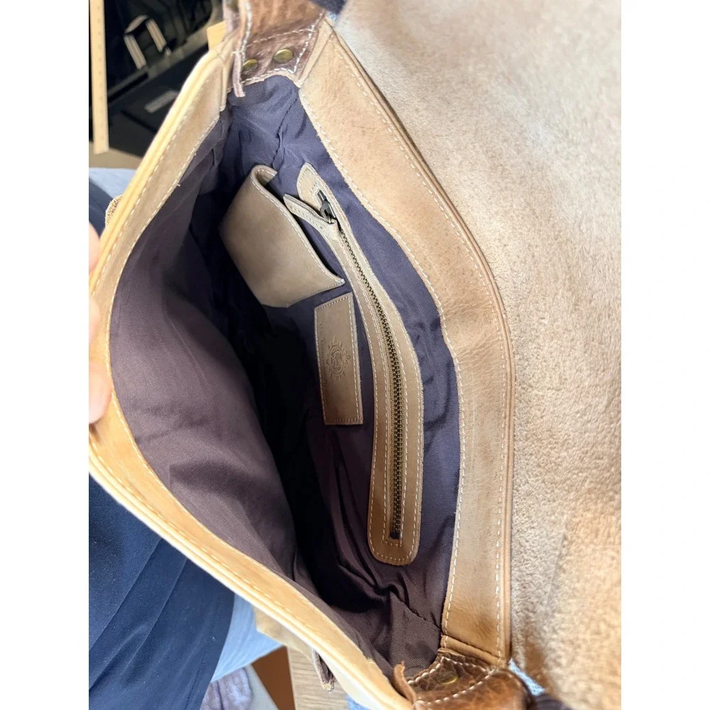 The Territory Ahead Tan Leather Messenger Bag Crossbody Tactical Travel Mens Bag